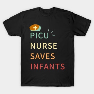 picu nurse saves infants retro colours T-Shirt